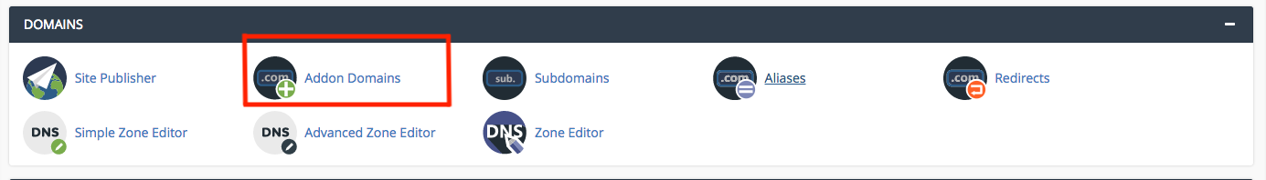 Addon Domains in cPanel Interface